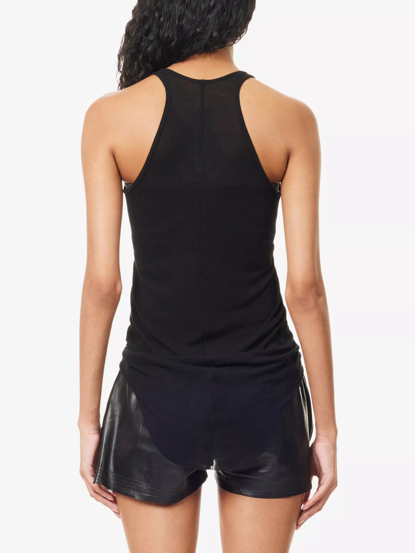 Rick Owens Black Sheer Ribbed Vest -40/M