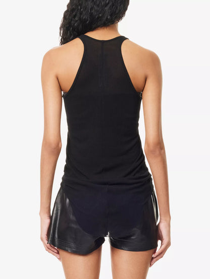 Rick Owens Black Sheer Ribbed Vest -40/M