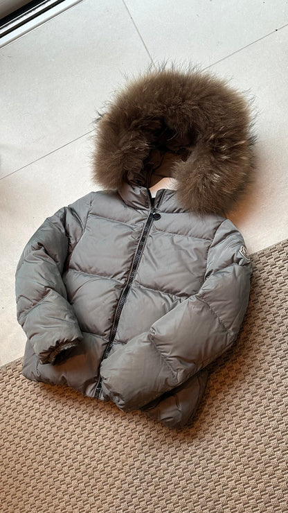 Kids Moncler Grey Padded Fur Trim - Age 8