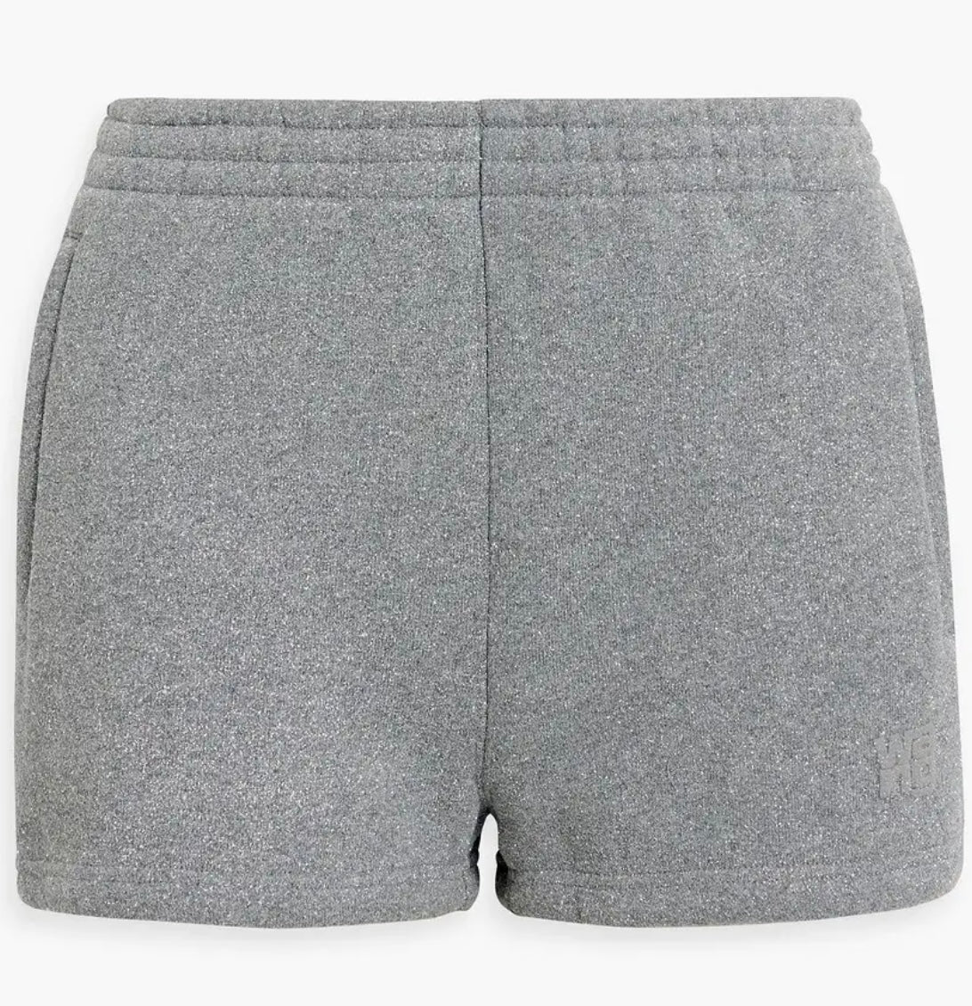 Alexander Wang Glittered Cotton-Blend Fleece Shorts - Small