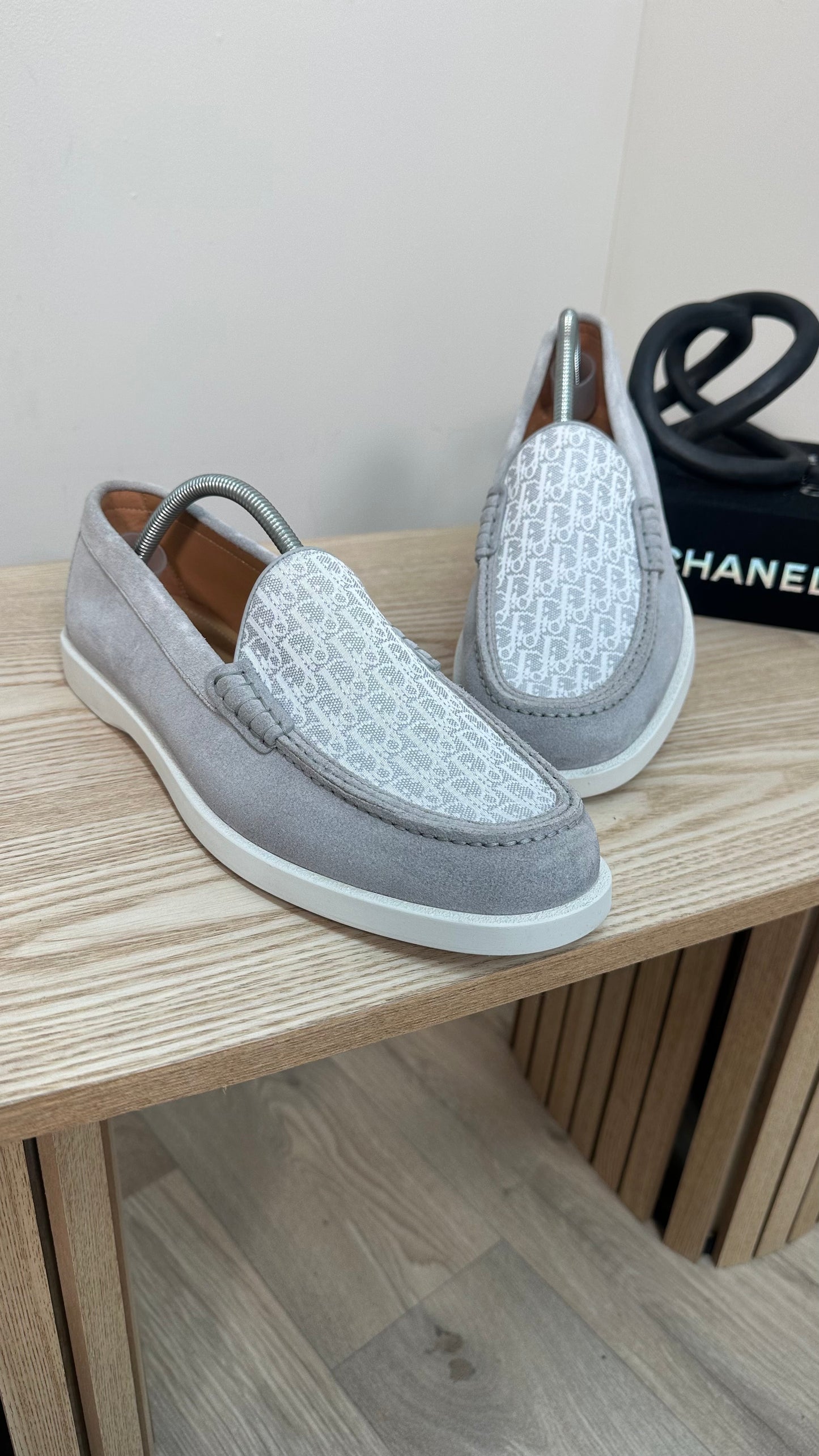 Dior Granville Light Grey Suede Oblique Loafer – UK 8