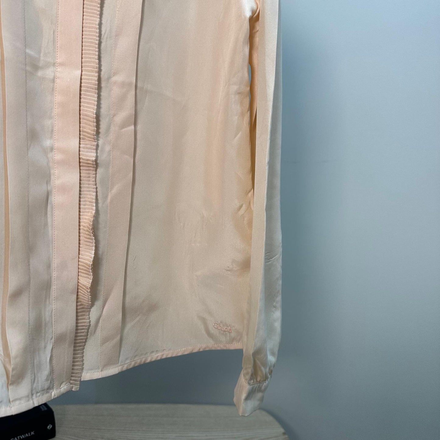 Kids Chloé Coral Logo Silk Frill Collar Shirt – New In Tags Age 12