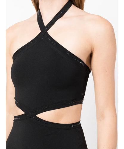 Alexander Wang Black Halter Cross Logo Trim Dress. New With Tags– Medium