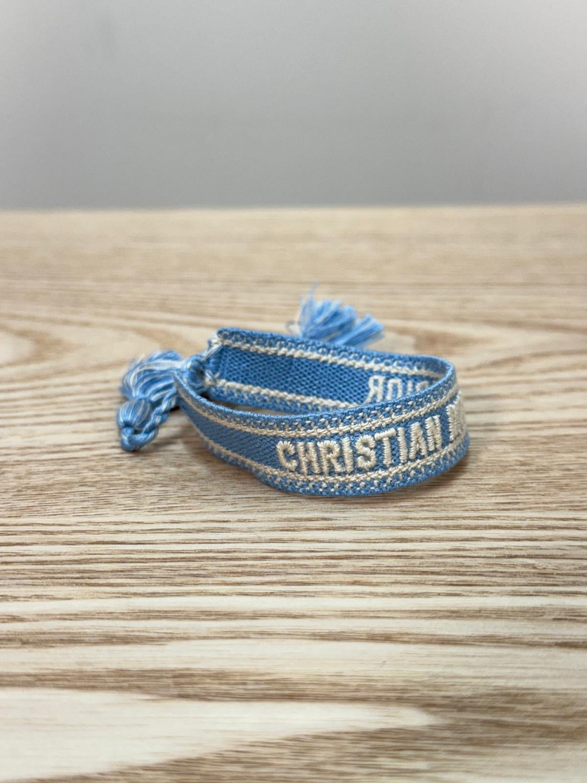 Dior Light Blue White Racer Woven 'J'Adior' Friendship Bracelet - One Size