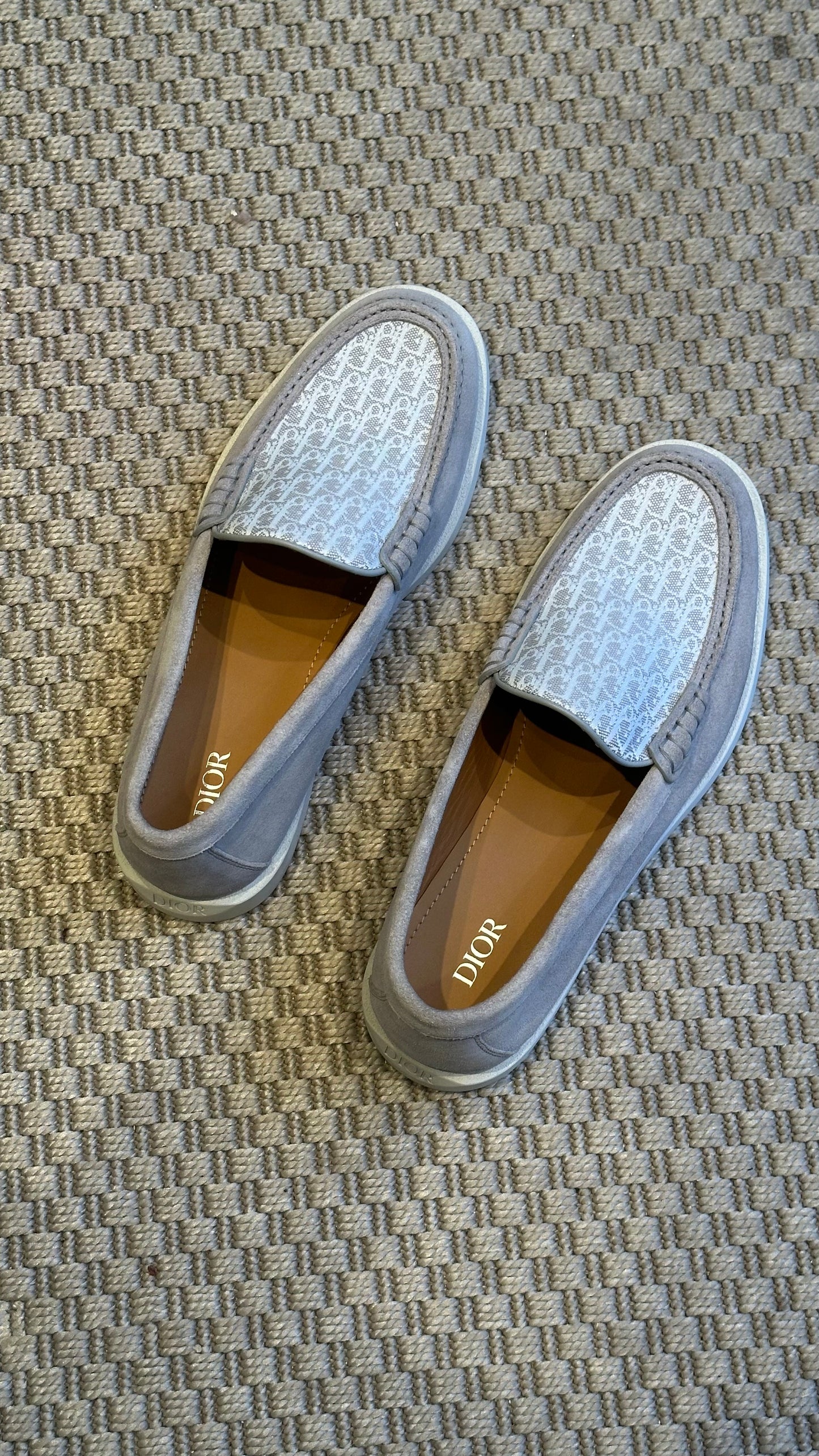 Dior Granville Light Grey Suede Oblique Loafer – UK 8