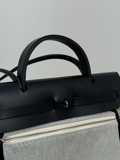 Hermès  Herbag 31 Vache Hunter Toile Quadrille Viking Black White Full Set