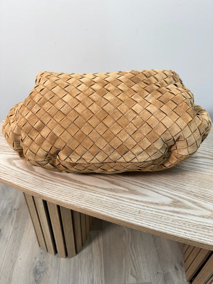 Bottega Veneta Brown Amber Gold Large Jodie Suede Hobo Bag - New No Tags