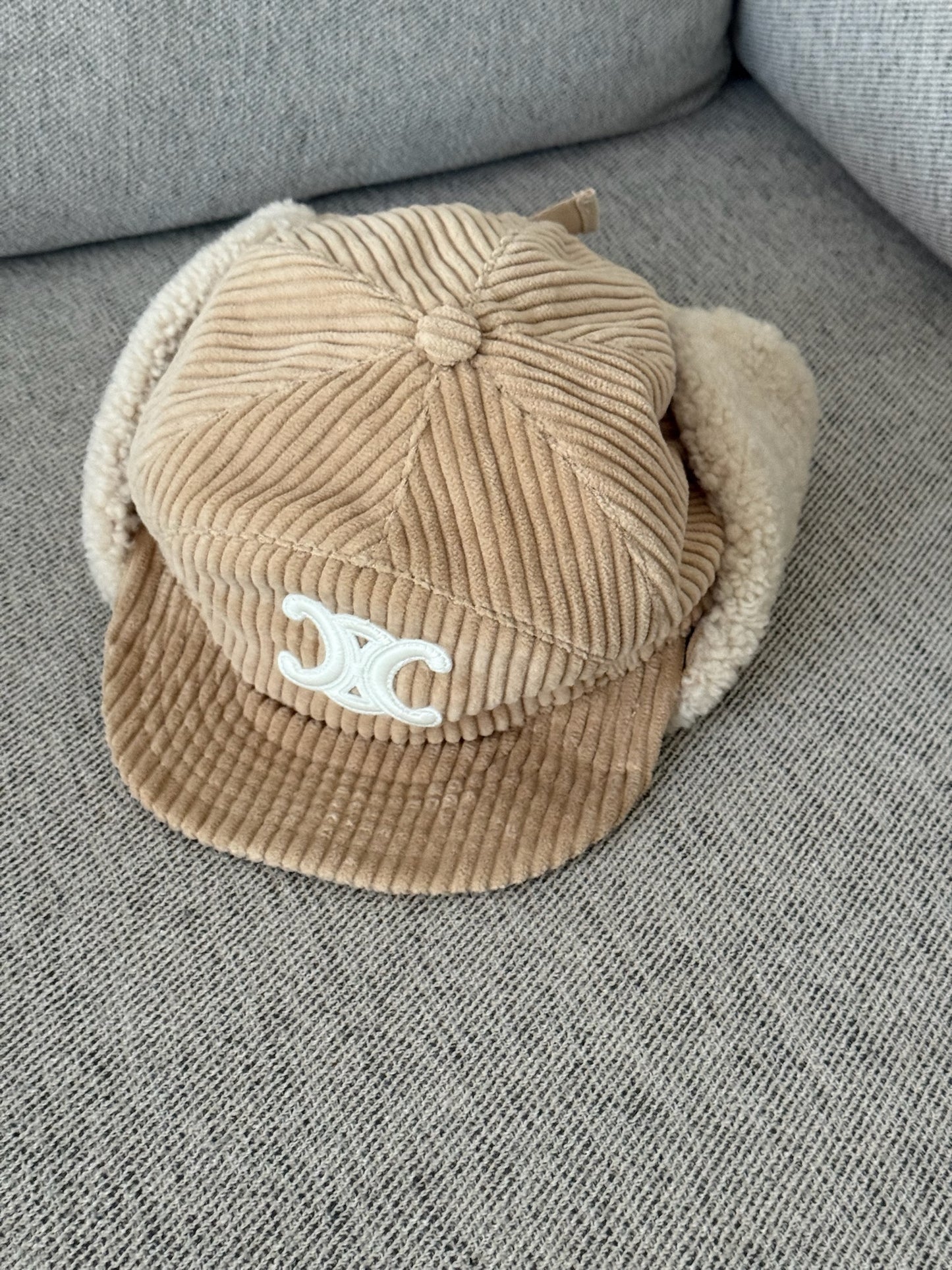 Celine Triomphe Shapka in shearling Hat