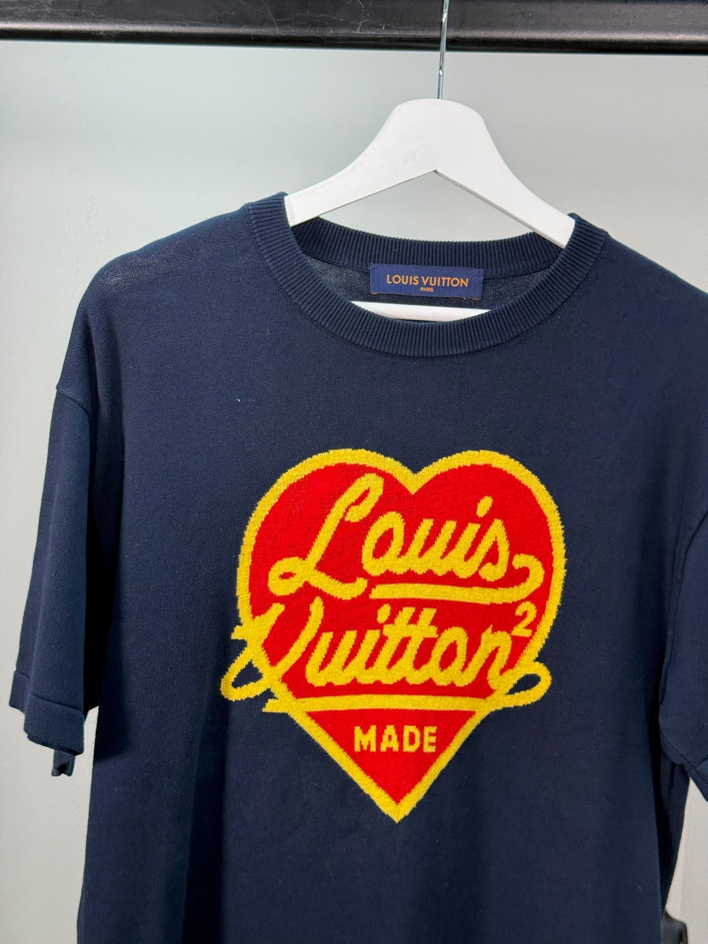 Louis Vuitton Louis Vuitton X Nigo Intarsia Jacquard Blue Heart Crewneck T-shirt - Medium