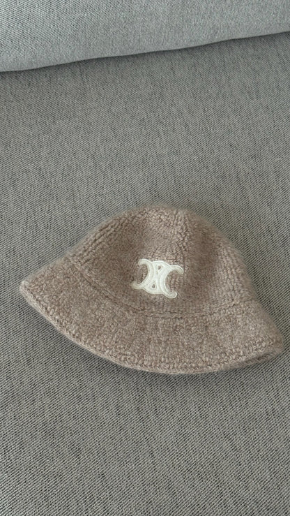 Celine Nude Triomphe Alpaca Wool Crochet Hat - One size