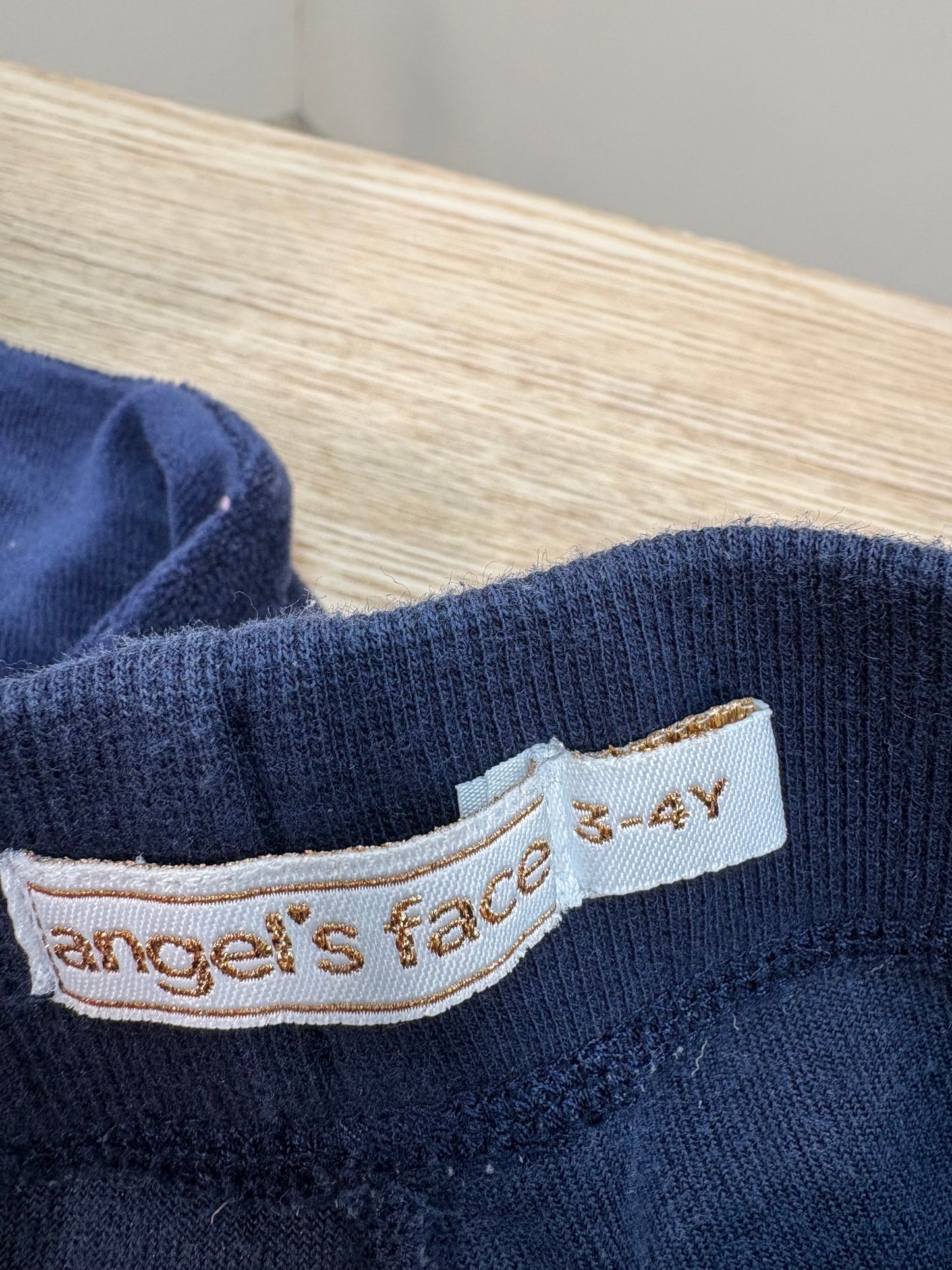 Kids Angel Face Navy Gold Hardware Fur Hood Tracksuit – Age 3-4 Years