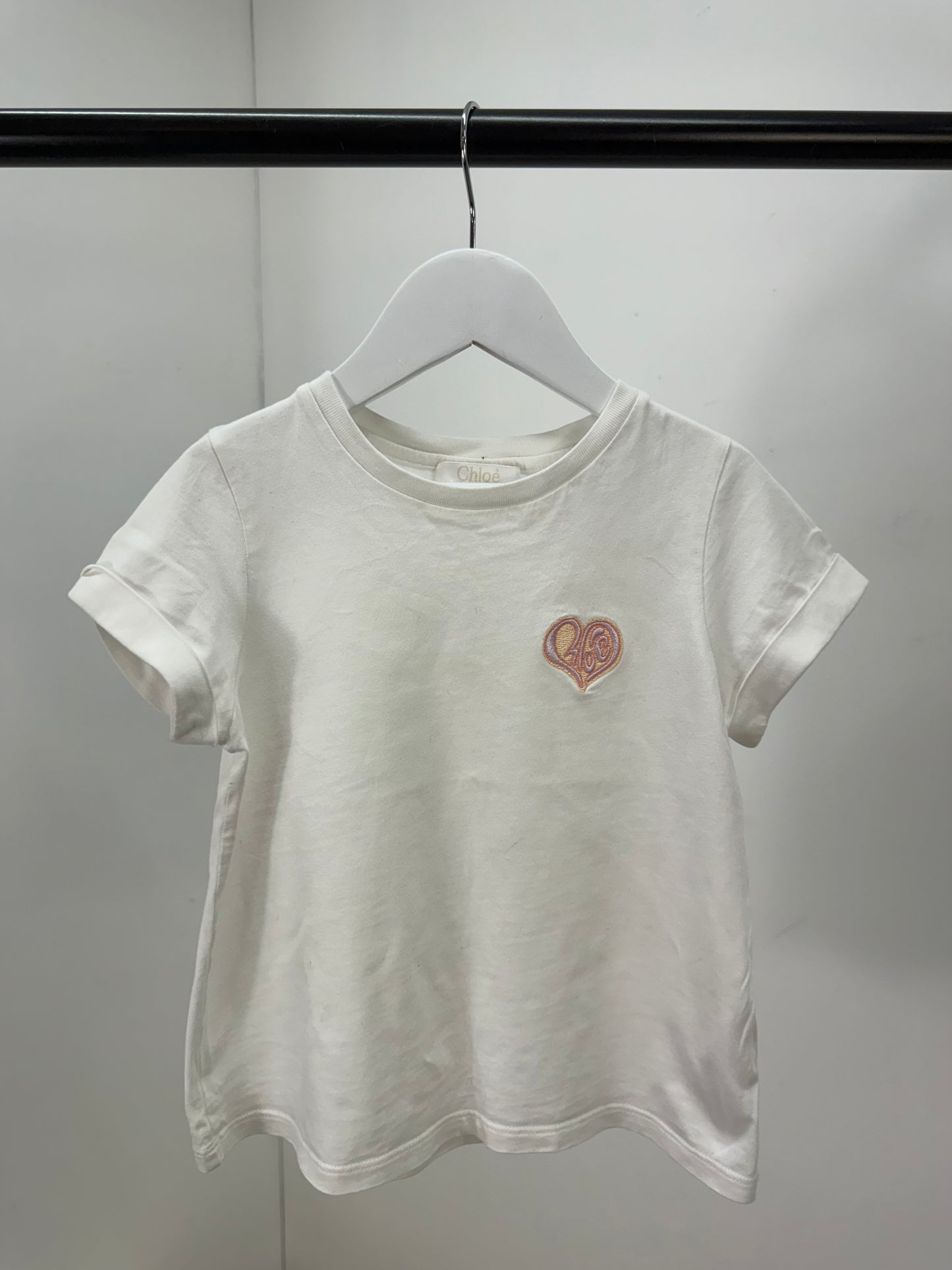 Kids Chloe White Heart Logo T-Shirt - Age 6