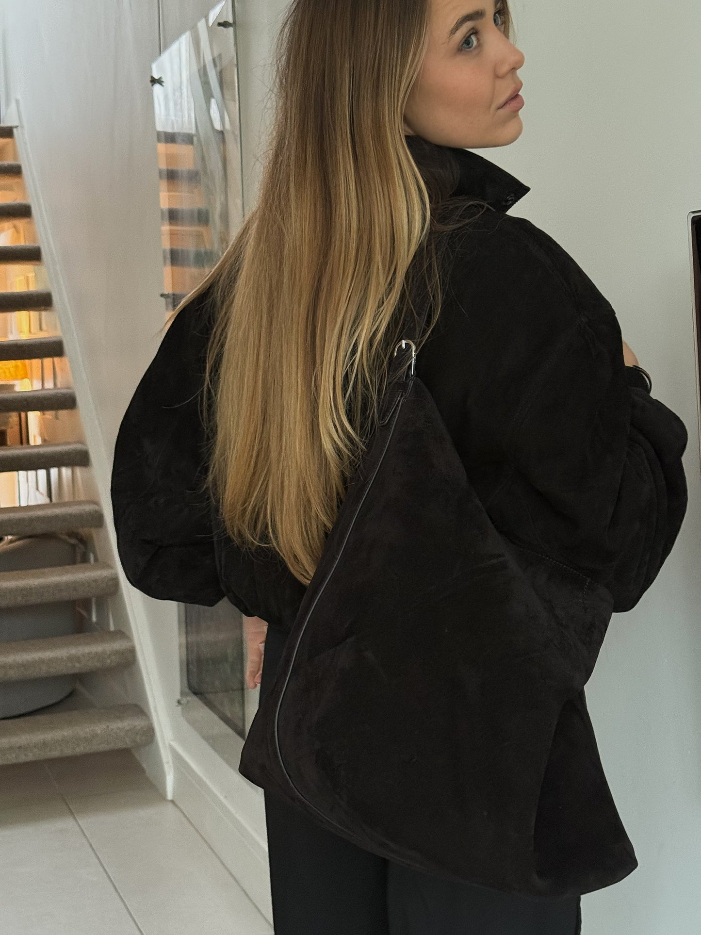 Toteme Large Tote Bag in Suede Espresso