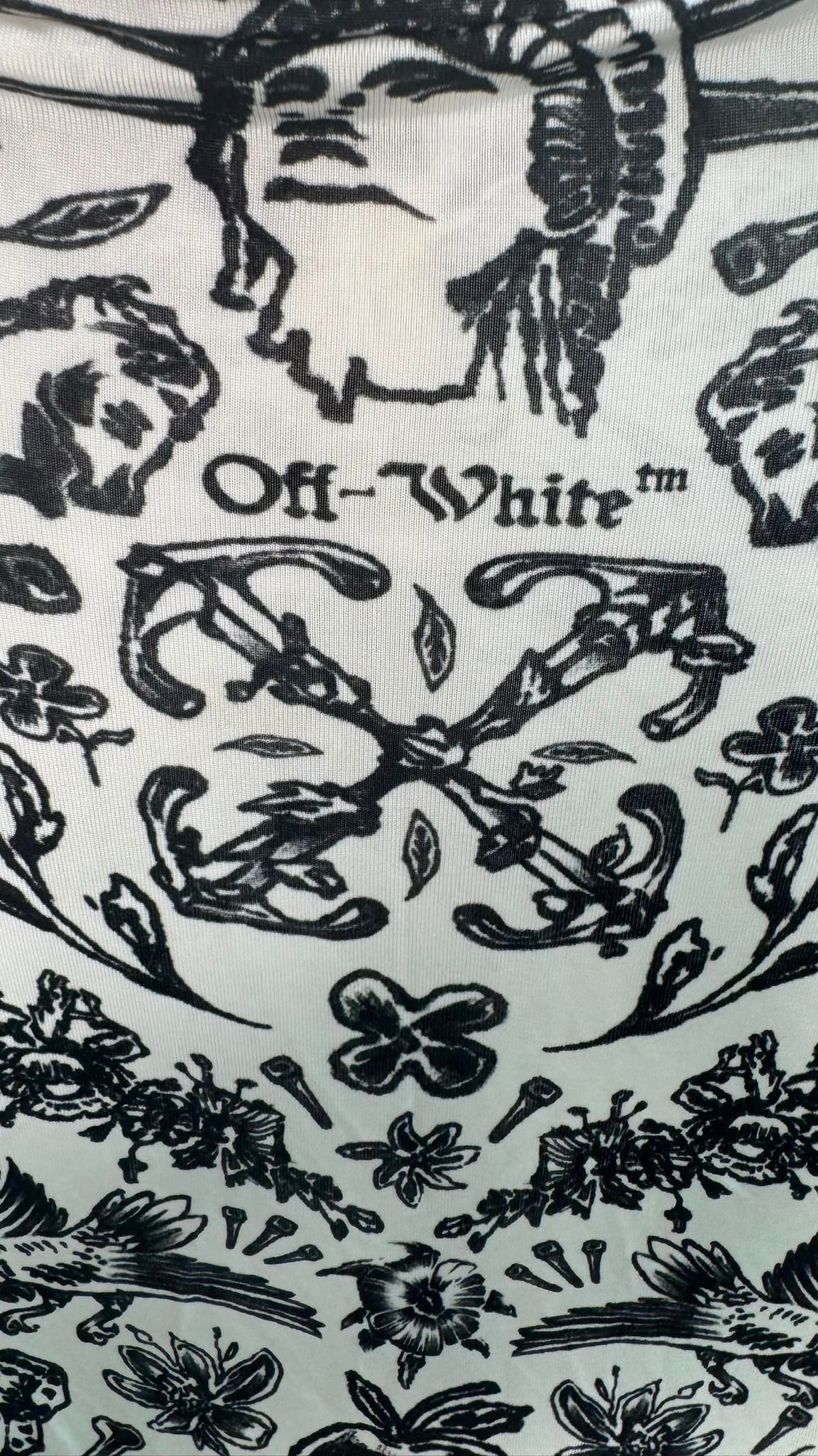 Off-White Black & White Print Ruched High Neck Dress – IT 40 / UK 8