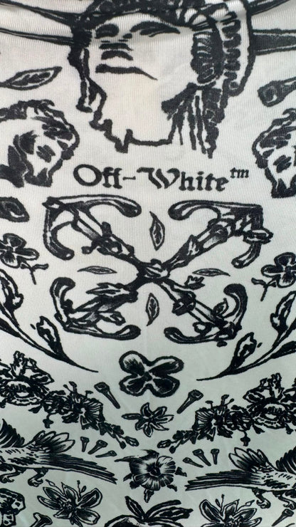 Off-White Black & White Print Ruched High Neck Dress – IT 40 / UK 8