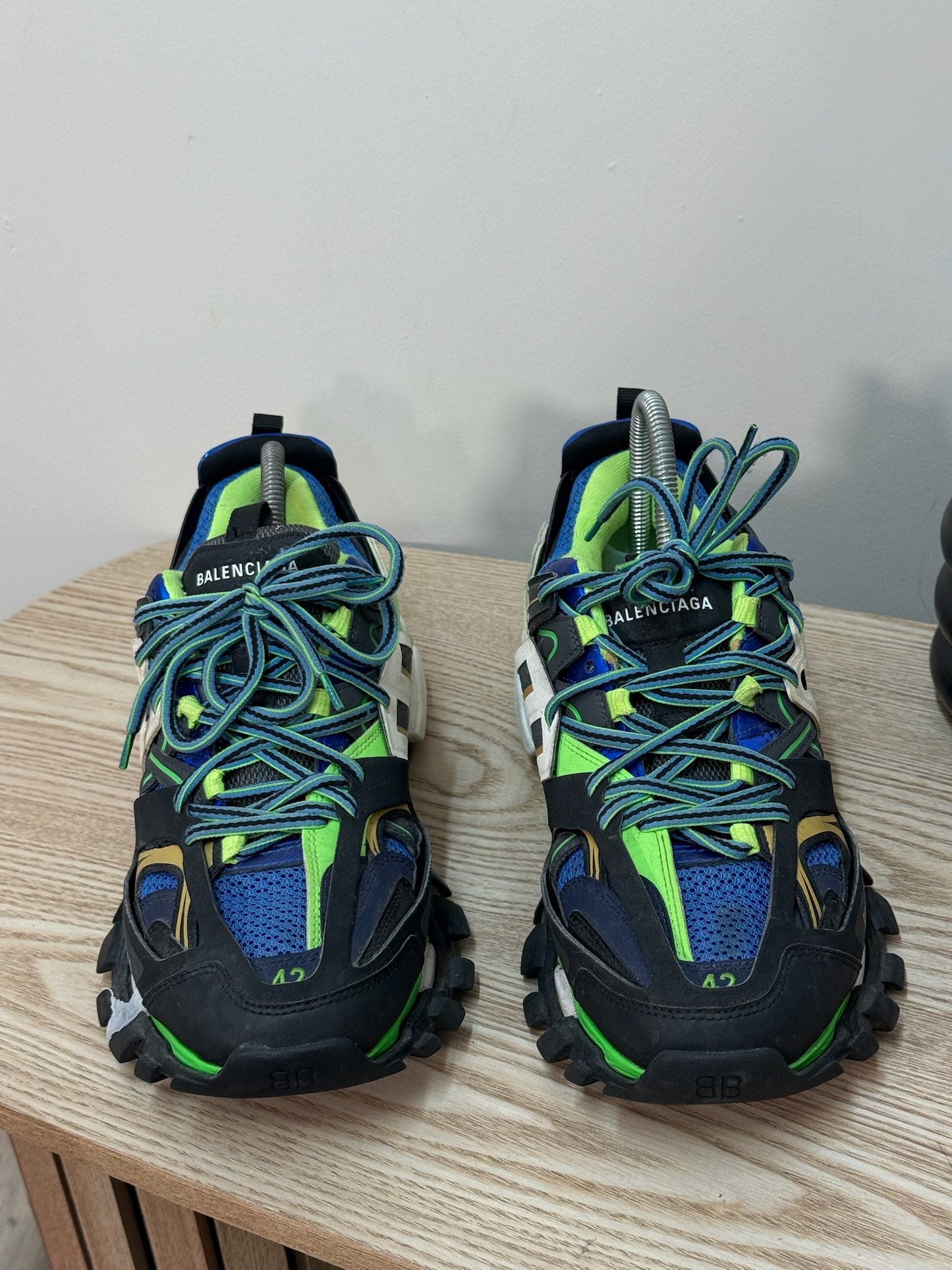 Balenciaga Black Green Blue Track Trainers - 42/uk8