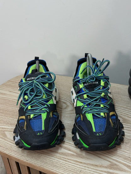Balenciaga Black Green Blue Track Trainers - 42/uk8