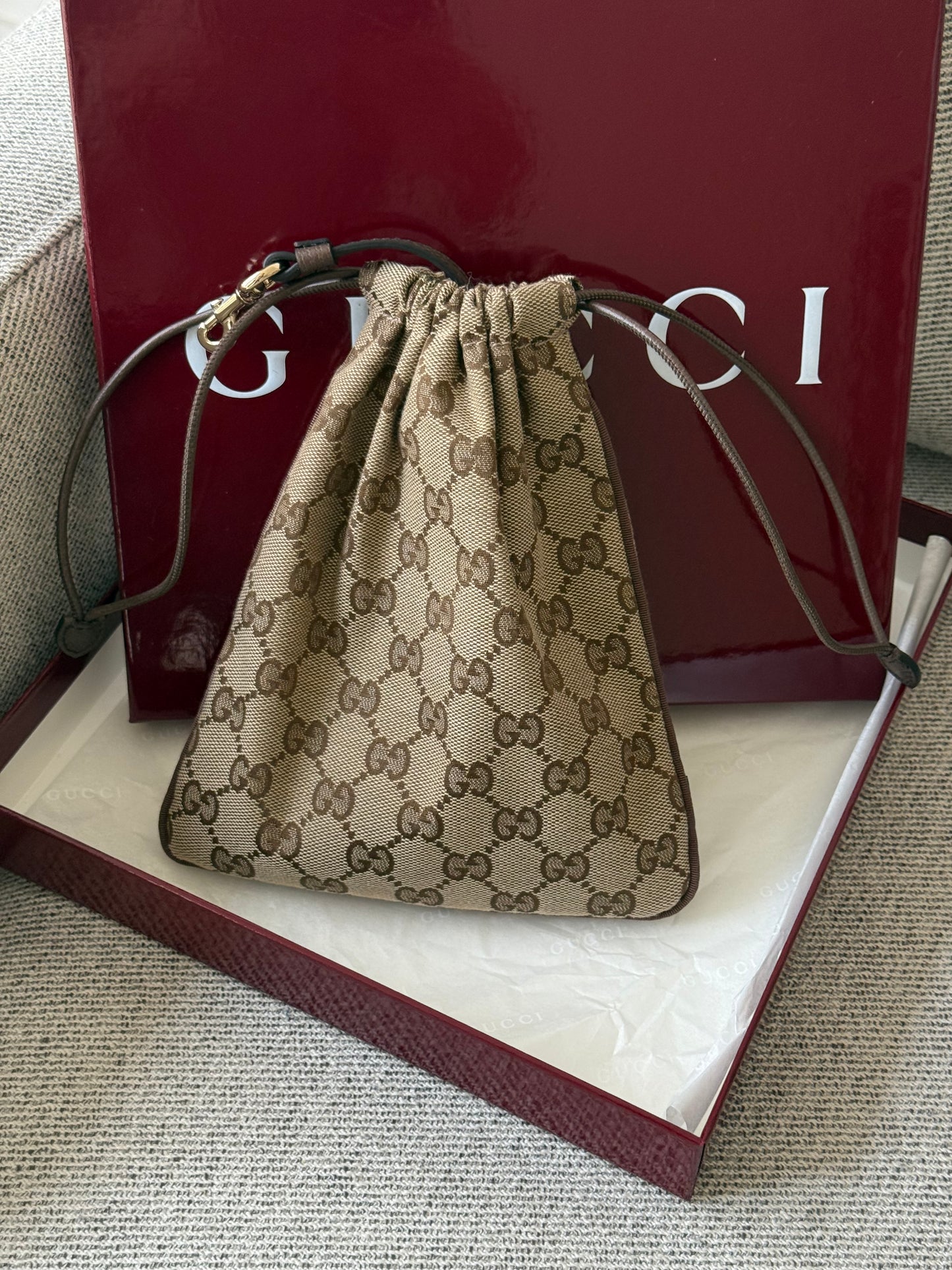 Gucci Beige & brown Minuet pouch charm