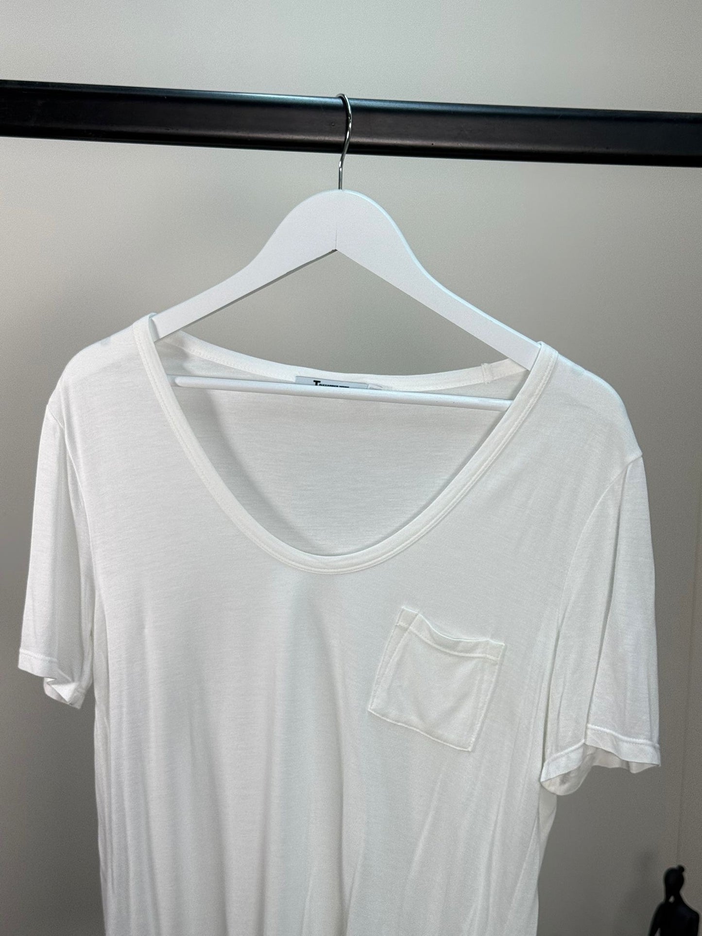 Alexander Wang White Top Pocket Cotton T-shirt - Small