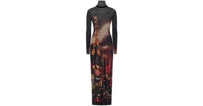 Jean Paul Gaultier Pigalle-print tulle maxi dress - Medium