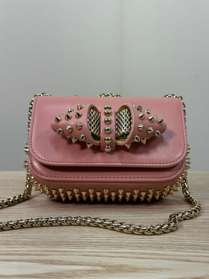 Chrisitan Louboutin Pink Leather Spiked Sweet Charity Bag - One Size