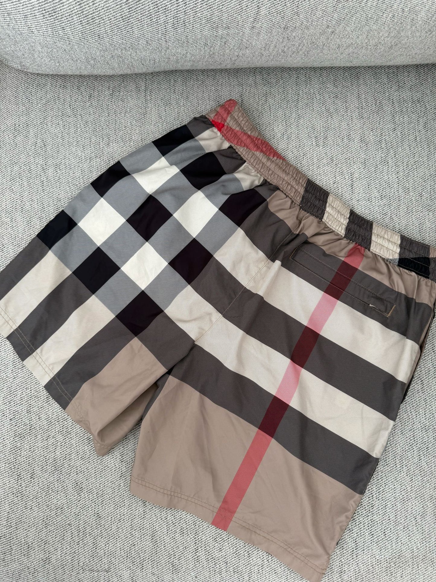 Burberry Beige Checked Swimshorts - Medium