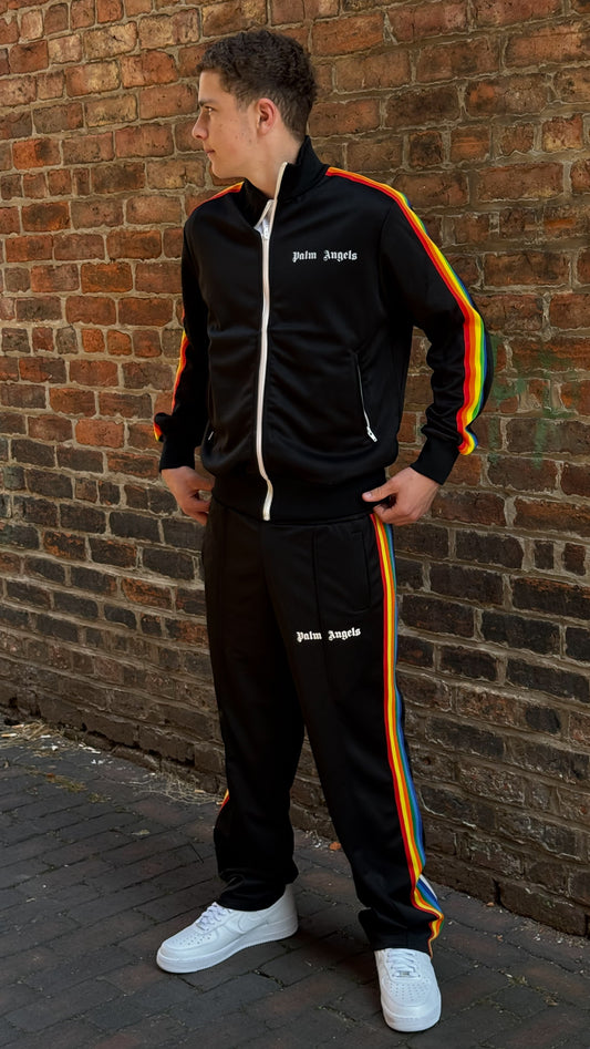 Palm Angels Black Multi Stripe Track Tracksuit Set -XL In Tags