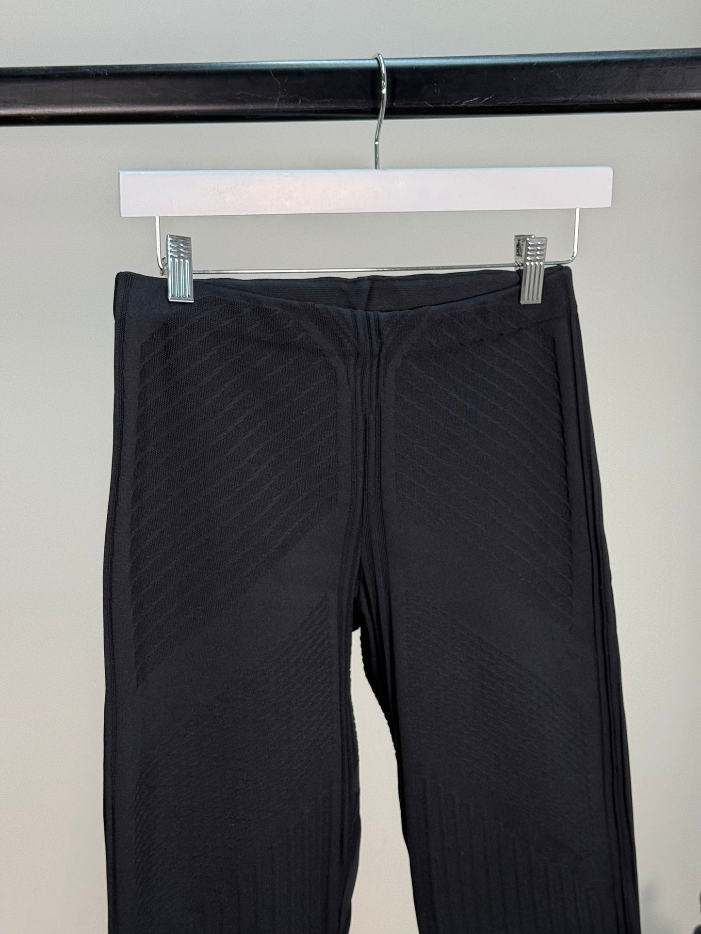 Prada Black Ribbed Re-nylon Highrise Leggings - Small