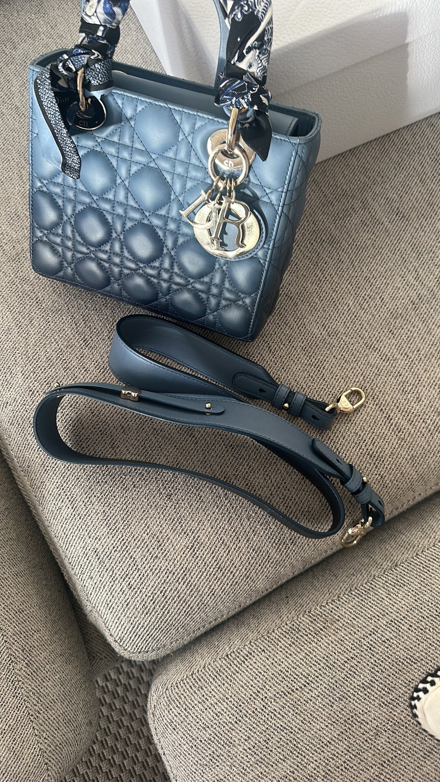 Christian Dior Small Dior My ABC Lady Dior Ombré Blu - In Box Inc Silk Twill And Long Strap