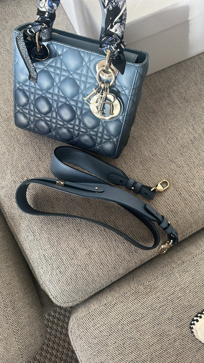 Christian Dior Small Dior My ABC Lady Dior Ombré Blu - In Box Inc Silk Twill And Long Strap