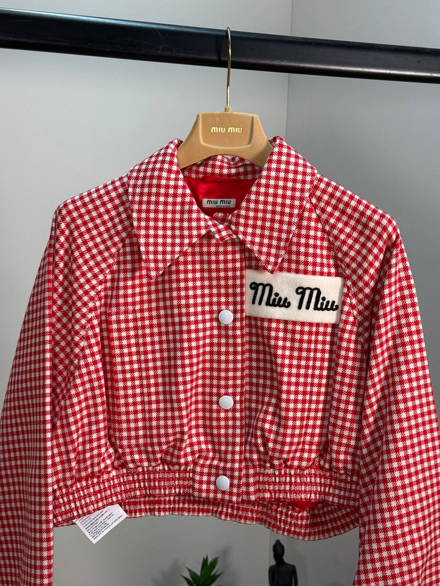 Miu Miu Gingham Checked Cropped Jacket - 36/S