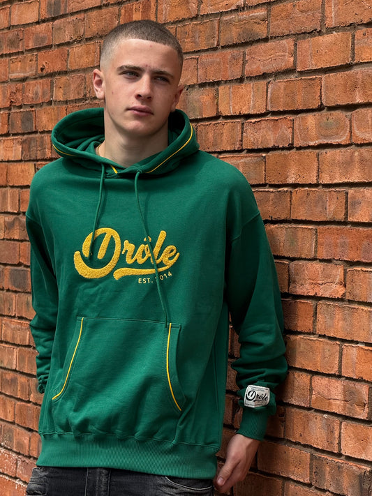 Drôle De Monsieur Green Yellow Logo Hoodie- In Tags Small