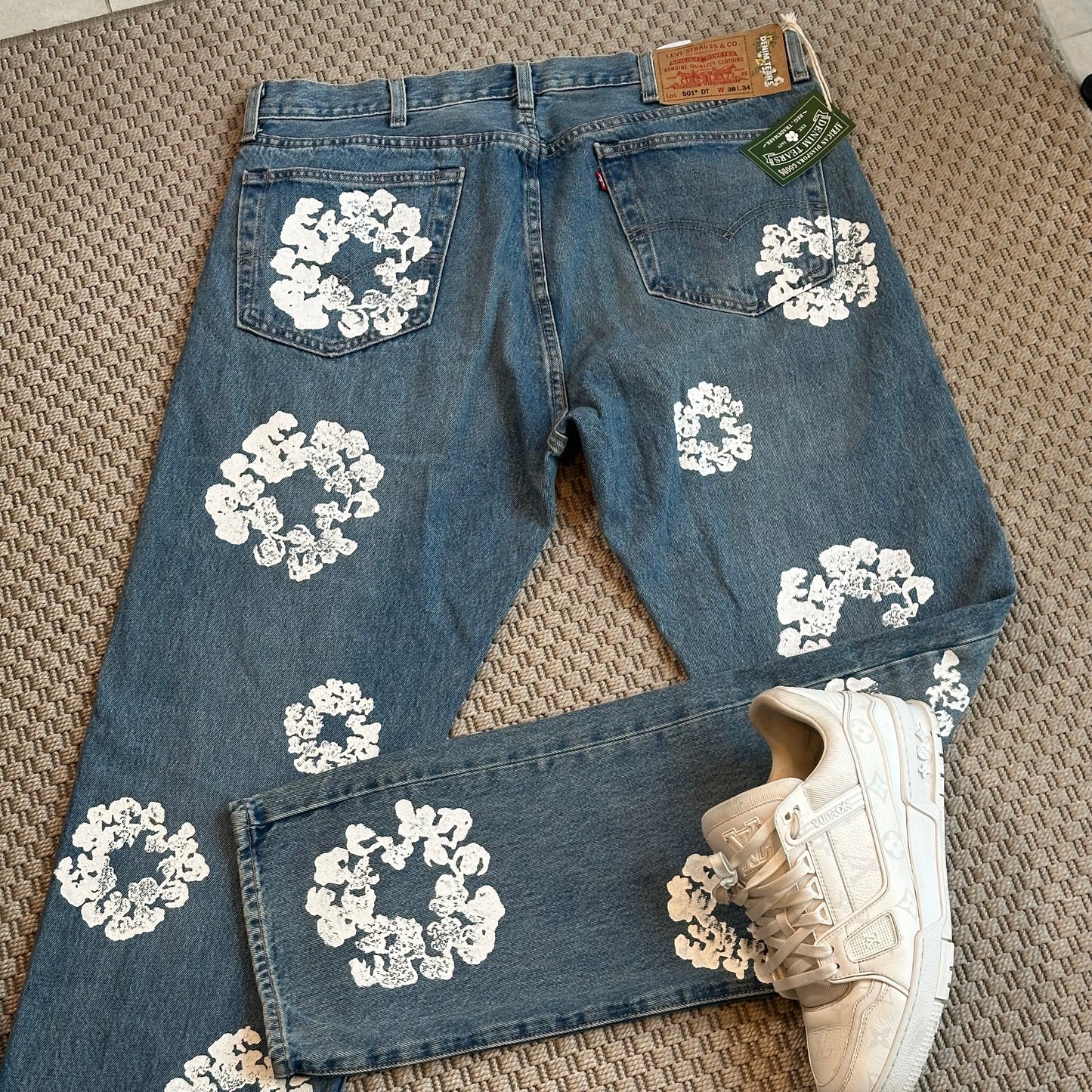 Denim Tears x Levi's Denim Wreath Print Straight Leg Jeans – New In Tags W38