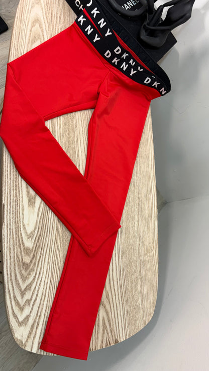 Kids DKNY Red Black Logo Leggings – Age 10