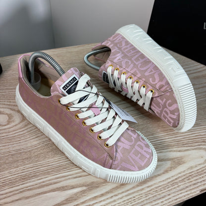 Versace Pink Greca Allover Canvas Trainers – Brand New In Box EU 38 / UK 5