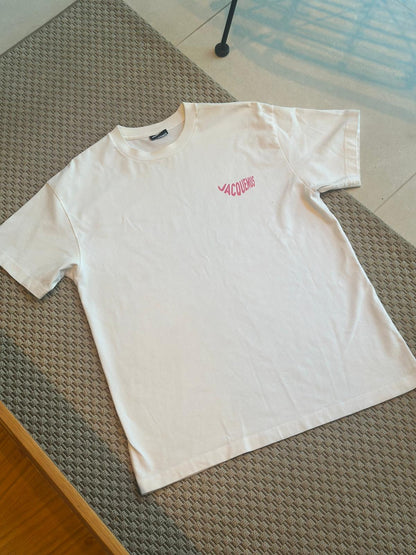 Jacquemus White Pink Le Vague Cotton T-Shirt - Large