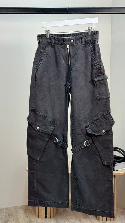 Acne Studios Black Denim Flared Combat Style Jeans - 36 (8-10)