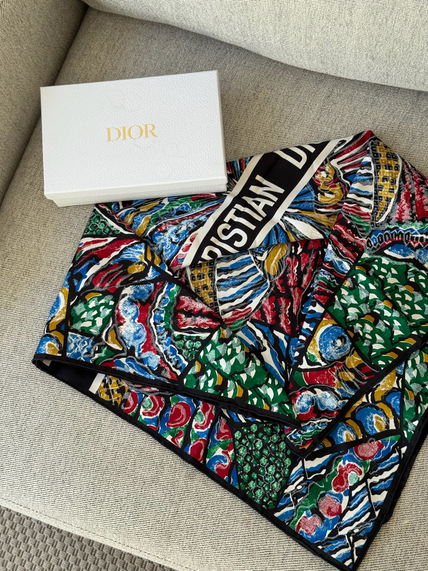 Dior Butterfly Multicolour Silk Square Scarf - One Size