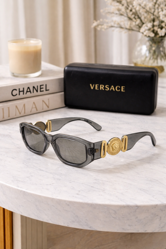 Versace Grey & Gold Hardware Sunglasses