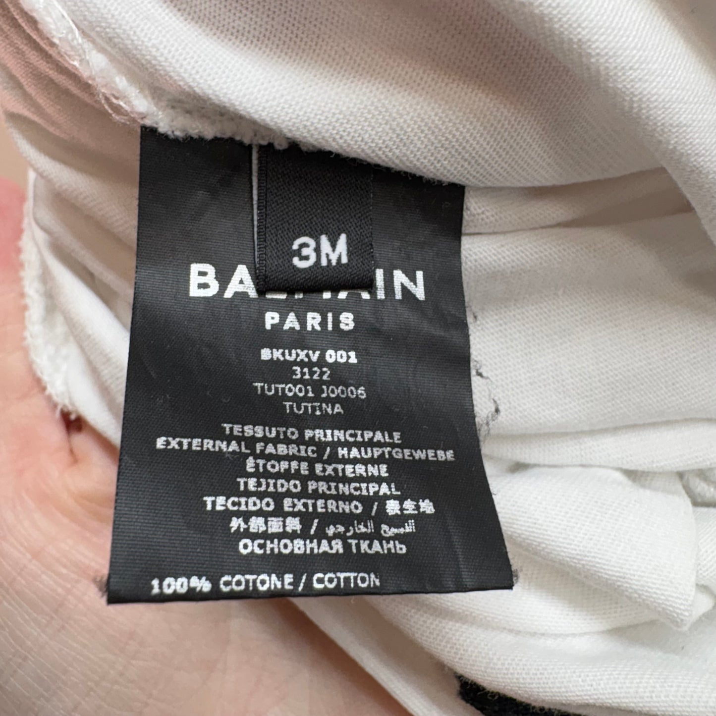 Kids Balmain Black & White Baby Grow – Age 3 Months