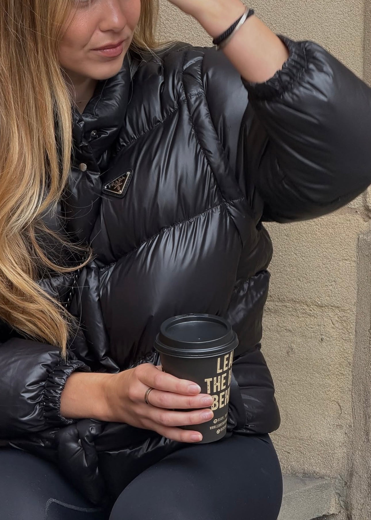 Prada  black re-nylon puffa coat - Small