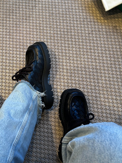 Bottega Veneta Intrecciato Leather Derby Shoes - 38/UK5