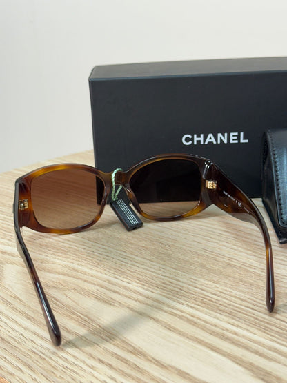 Chanel Brown Black CC Logo Tortoise Sunglasses - Brand New In Box