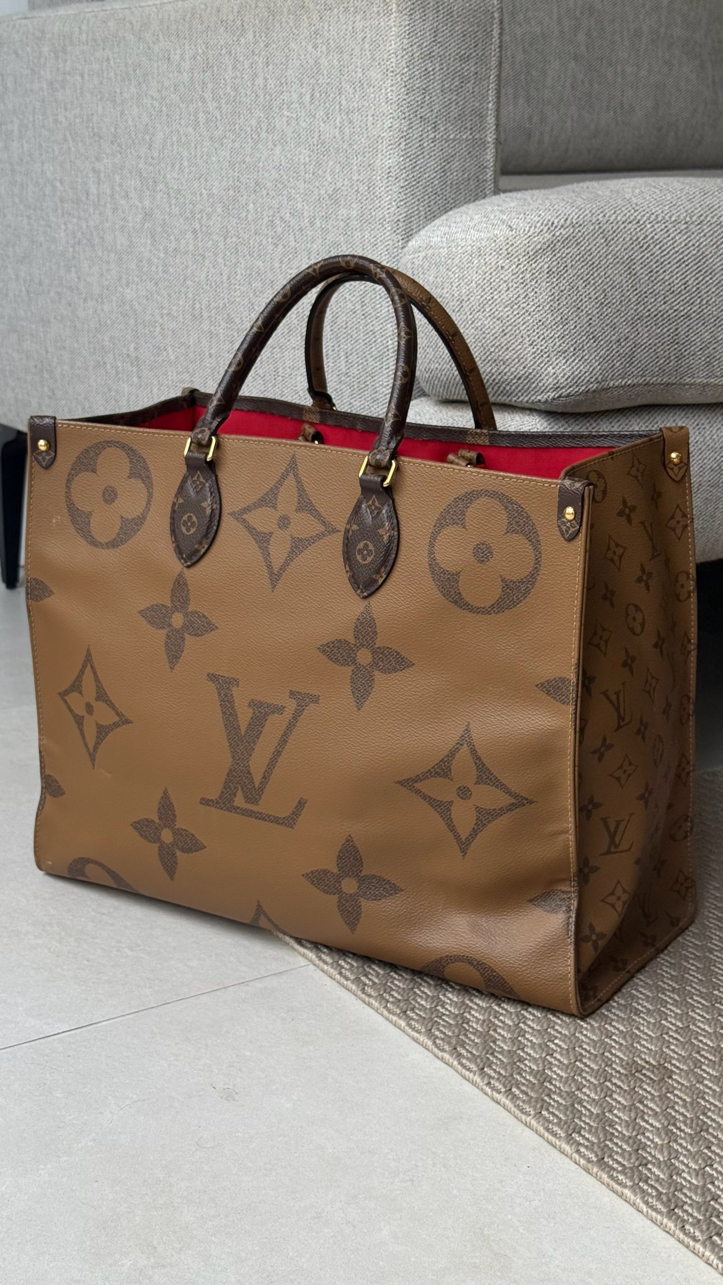 Louis Vuitton OnTheGo GM Tote Bag Monogram Brown Leather Bag