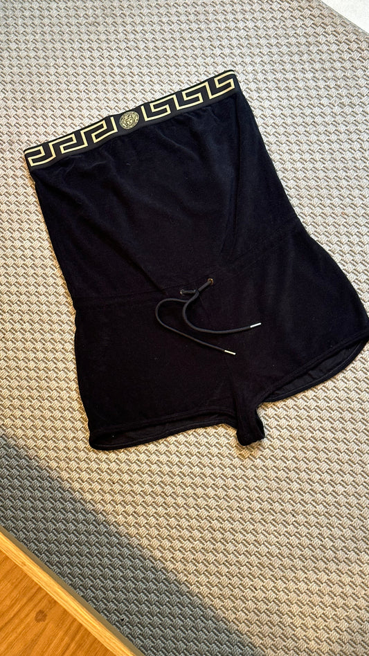 Versace Black & Gold Velour Playsuit- UK 8/10