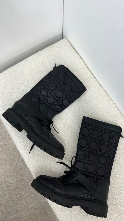 Kids Dior Black Cannage Technical Fabric Boots-  Eu 33/ UK 1