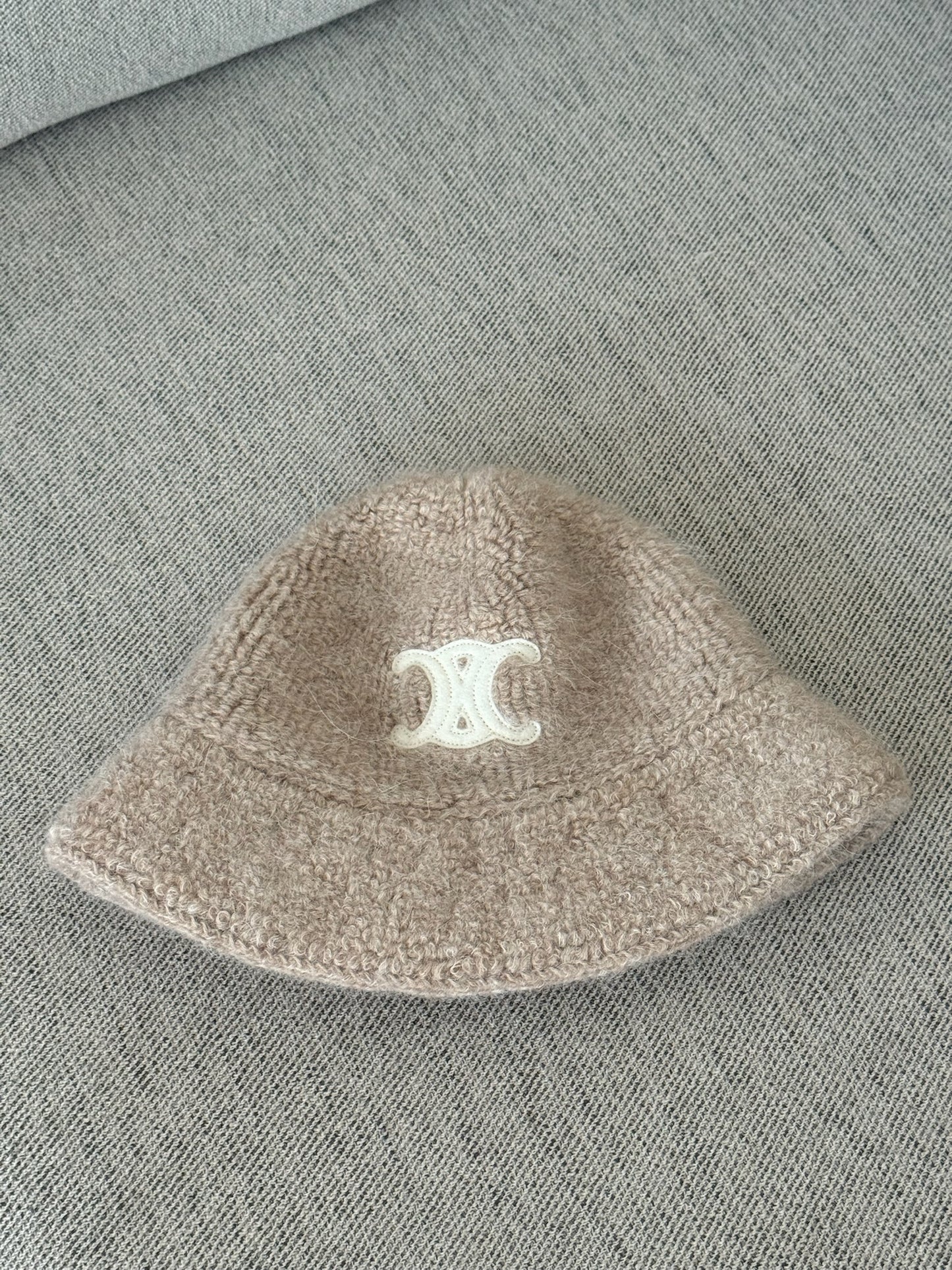Celine Nude Triomphe Alpaca Wool Crochet Hat - One size