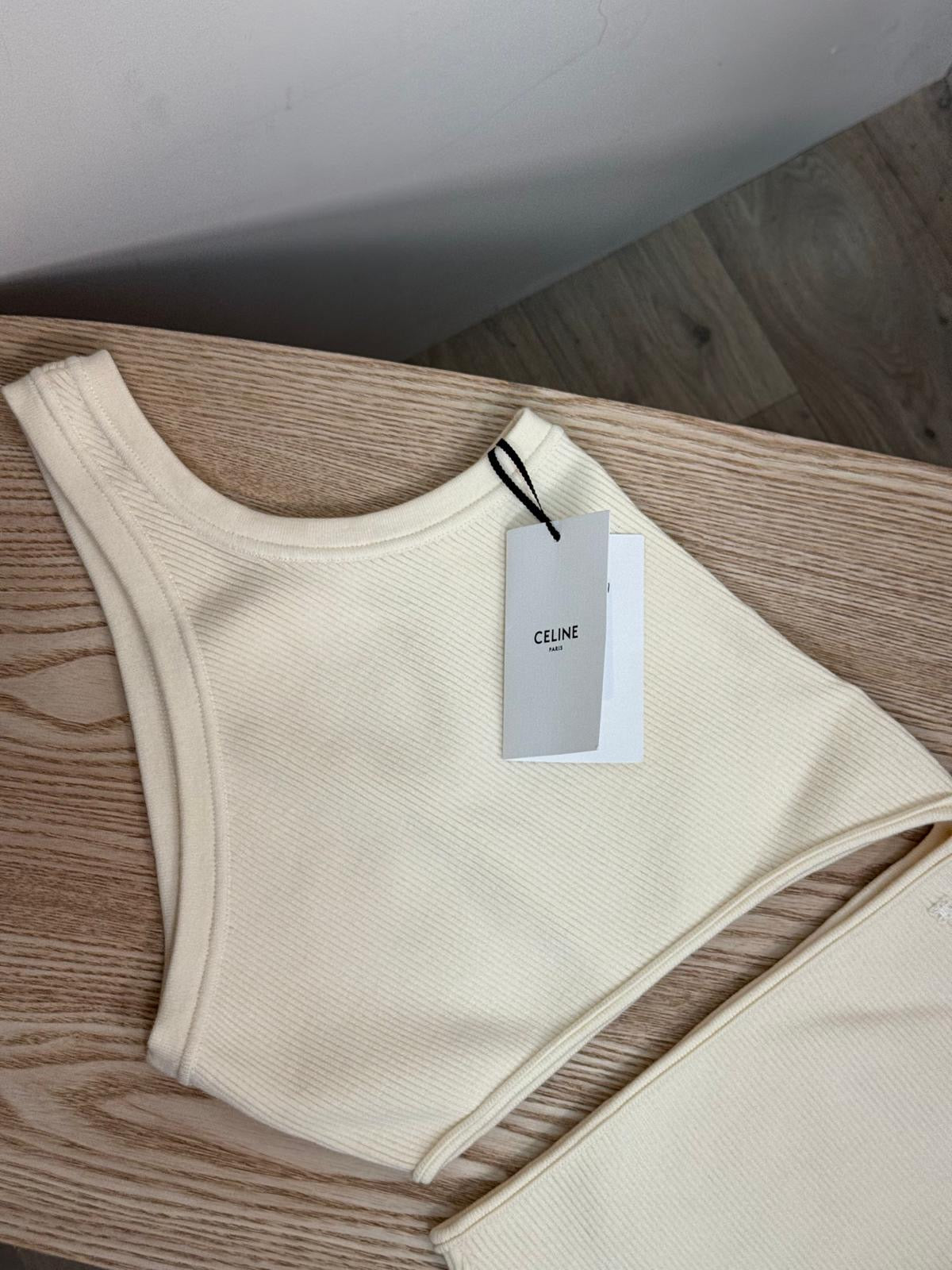 Celine Ribbed One-Shoulder Cut-Out Bodysuit - New In Tags Medium