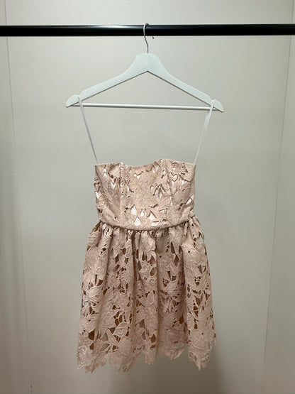 Michael Costello x Revolve Dress Pink Lace Strapless Mini Dress in tags-XS
