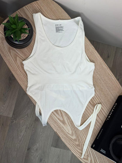 Helmut Lang White Tie Top - M/L